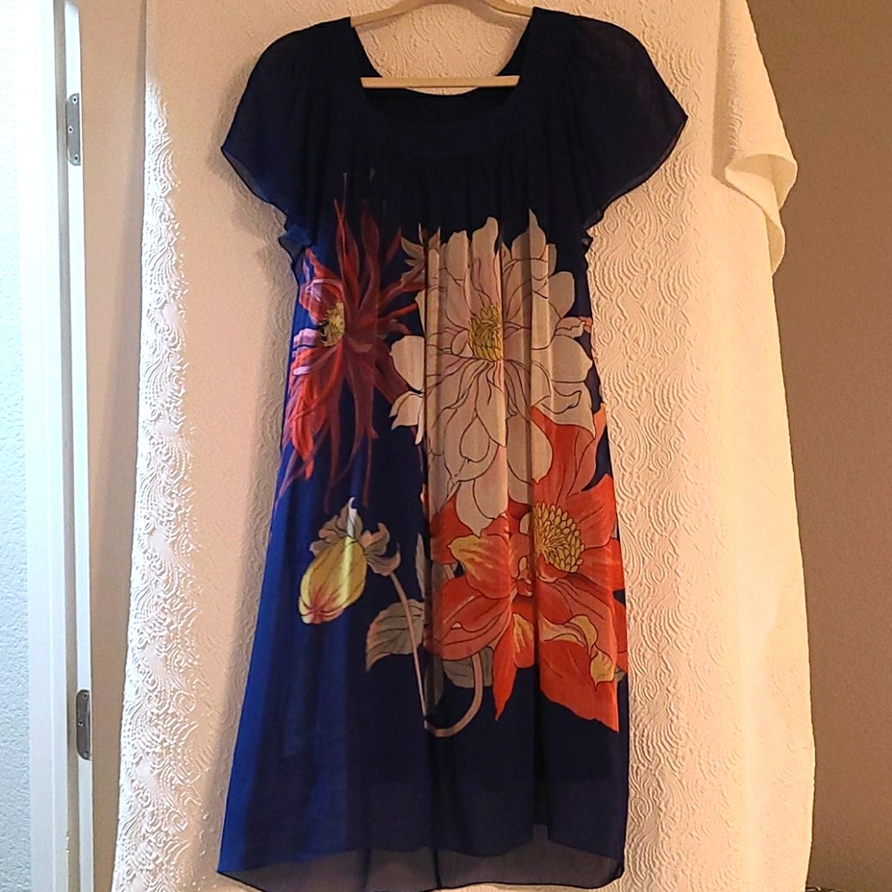 Watercolor Max Studio Dress with Flutter Sleeve